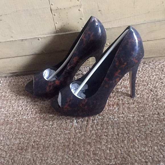 ASOS HEELS TORTOISE PATENT LEATHER PEEP TOE HIGH HEELS 9 US - Picture 8 of 10